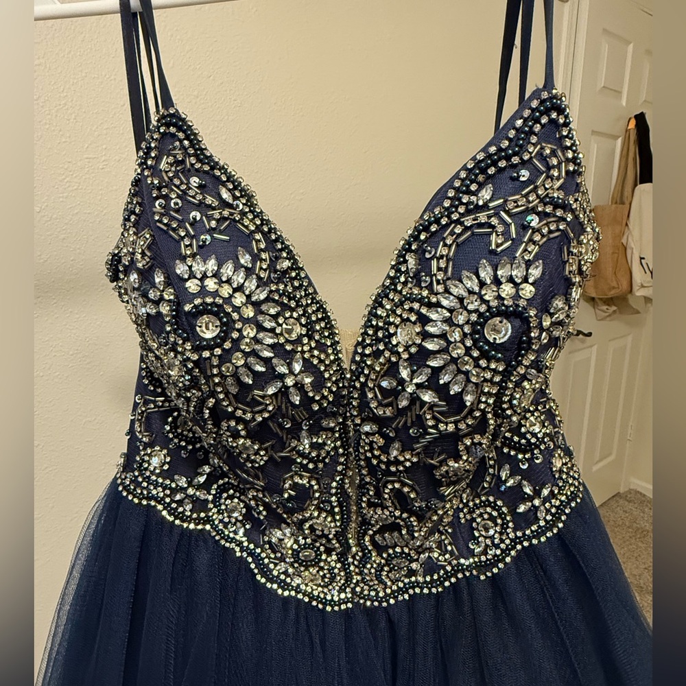 Navy blue prom/pageant dress with beautiful detail